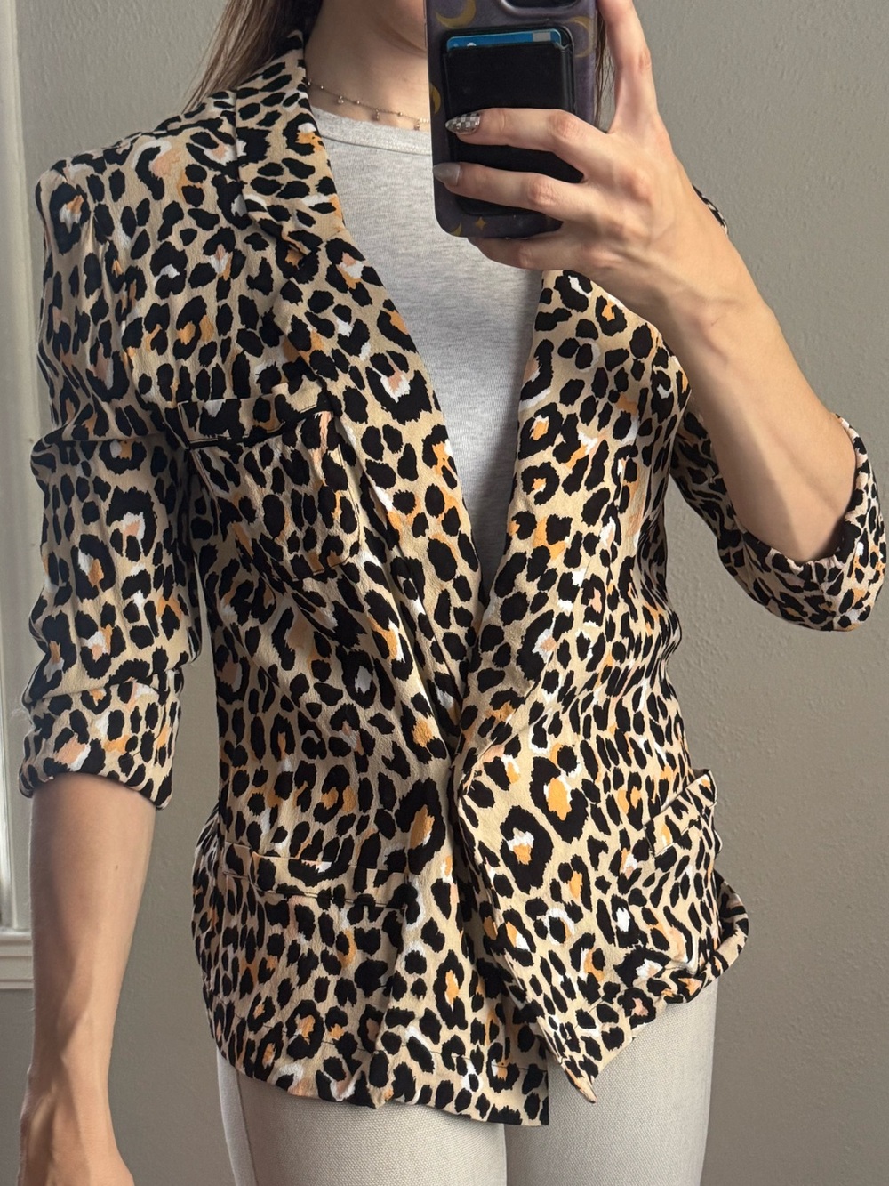 Fate Leopard-Print Blazer in Tan, Black & Gold